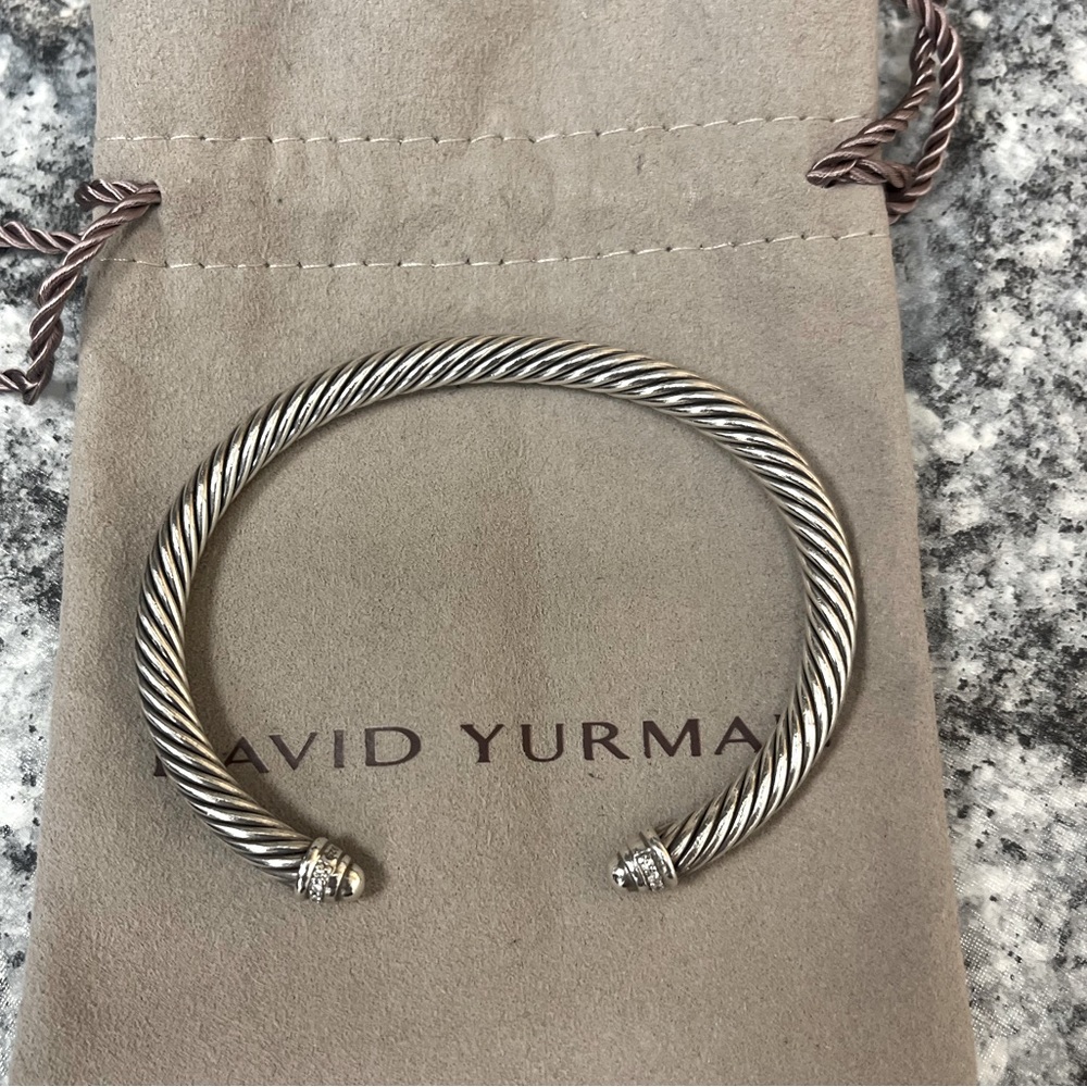 Cable Classic Bracelet with Sterling Silver and Pave diamonds